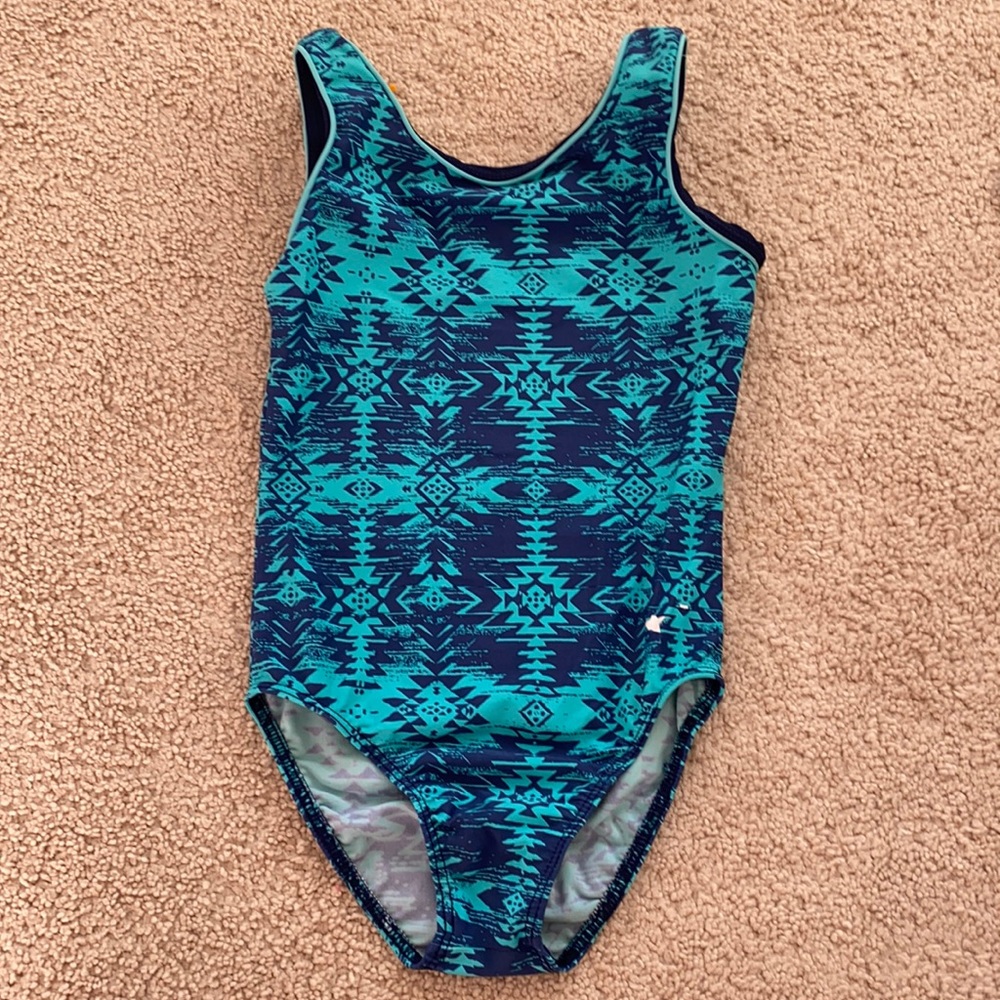 Blue gymnastics leotard